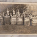 Lot 096 - Single Antique Unmounted Photograph Of A Group Of School Girls Posing In Rubbish Barrels