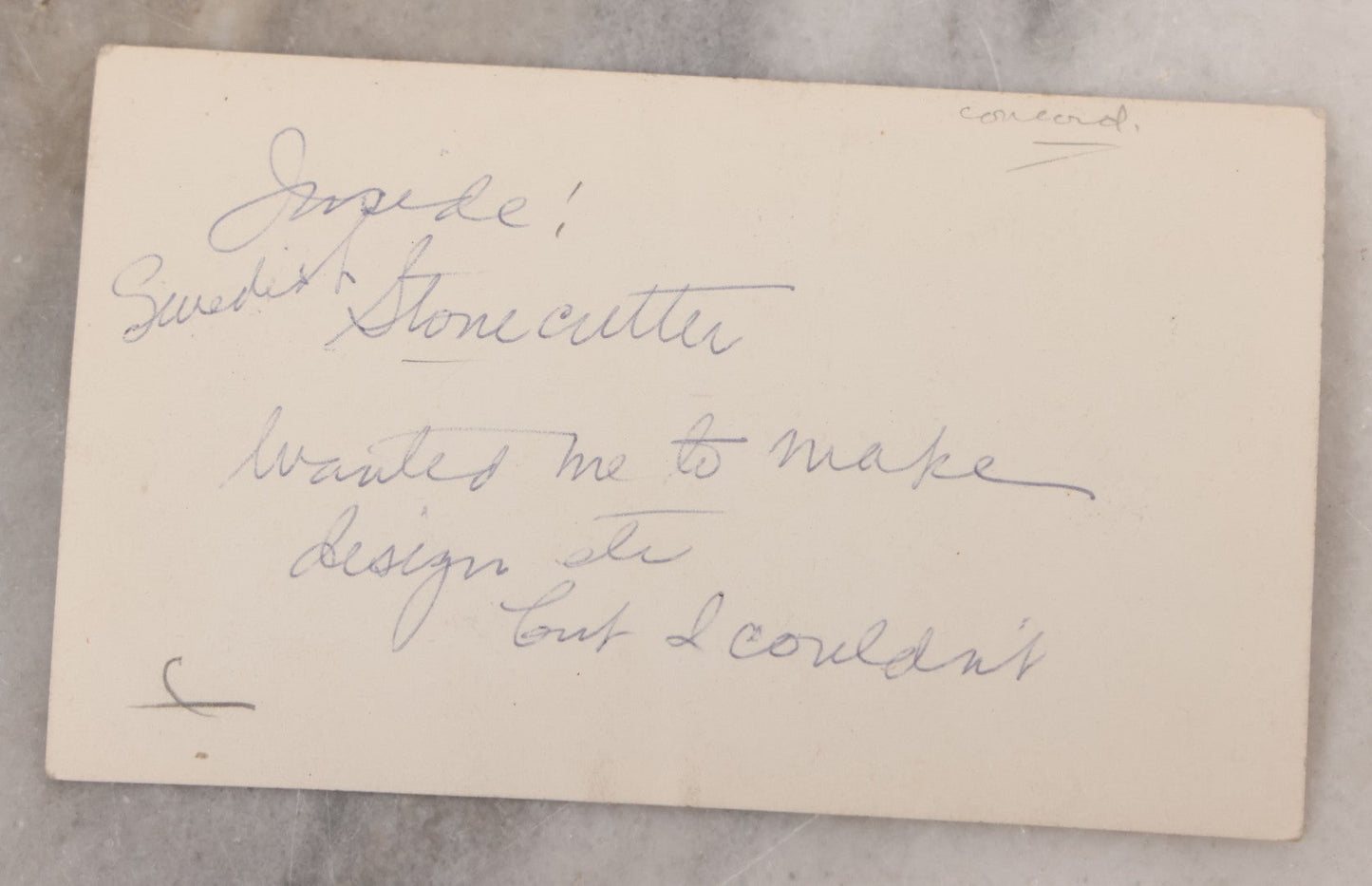 Lot 097 - Single Antique Occupational Snapshot Photograph Of A Swedish Stone Cutter At Work In His Workshop