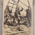 Lot 098 - Single Antique Snapshot Photograph Of Three Men Enjoying A Smoke And A Snack On A Hike By Watchtower
