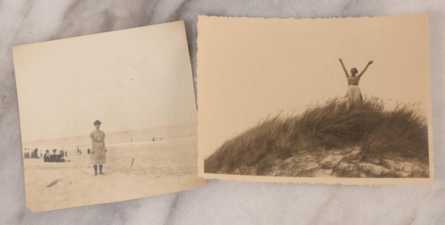 Lot 103 - Grouping Of Five Antique And Vintage Snapshot Photographs Of Men, Women, And Children At The Beach