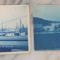 Lot 105 - Pair Of Antique Cyanotype Photographs Of Ships, Including River Steamship And Sailing Ships At Wharf