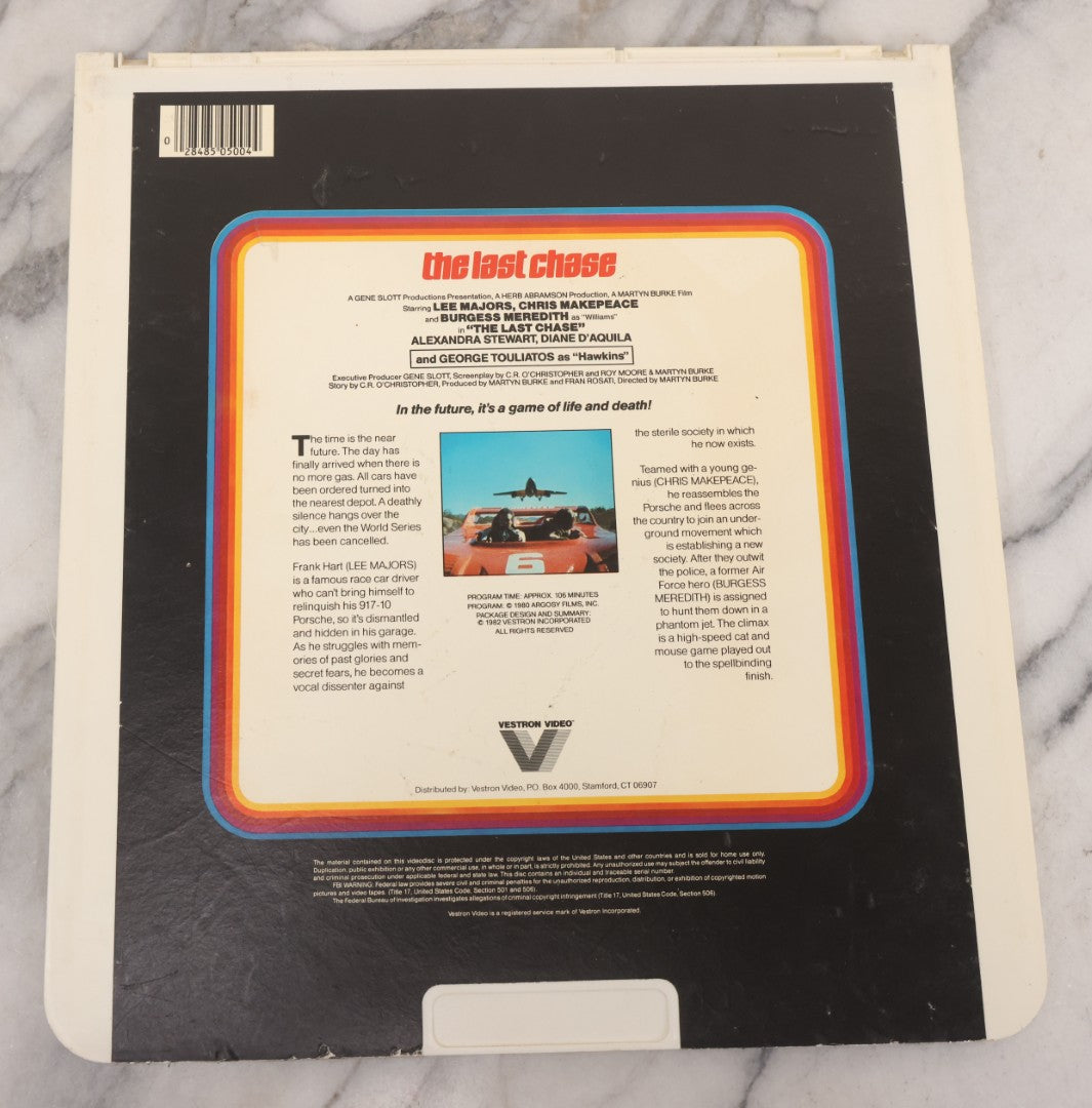 Lot 118 - Grouping Of Three Vintage Sci-Fi Movie Video Discs, Capacitance Electronic Disc (CED), Including "Futureworld" (1976), "The Last Chase" (1981), And "Metalstorm: The Destruction Of Jared-Syn" (1983)