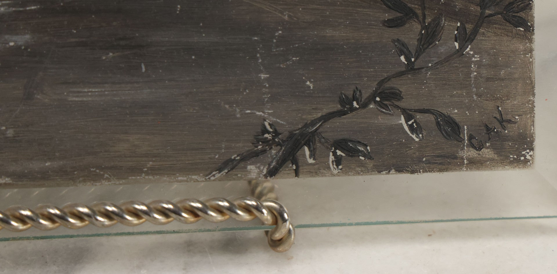 Lot 012 - Antique Hand Painted Folk Art Beveled Glass Panel After "Three Horses At A Drinking Trough" By J.F. Herring, Artist Initialed G.A.K., 8" x 8"