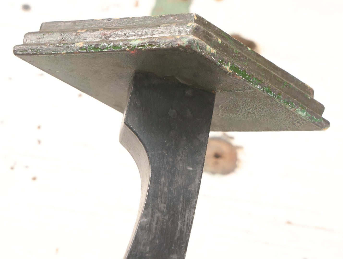 Lot 013 - Antique Folk Art Wooden Halloween Black Cat Silent Butler Ashtray Stand With Original Paint, Remnants Of Old Green Paint, Matching Diamond Base And Tray, 24-1/2" Height