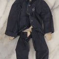 Lot 018 - Vintage Folk Art Hand Made Doll Puppet, Policeman With Blue Uniform, Cap, Wooden Head And Feet, Cardstock Body, 15" Length