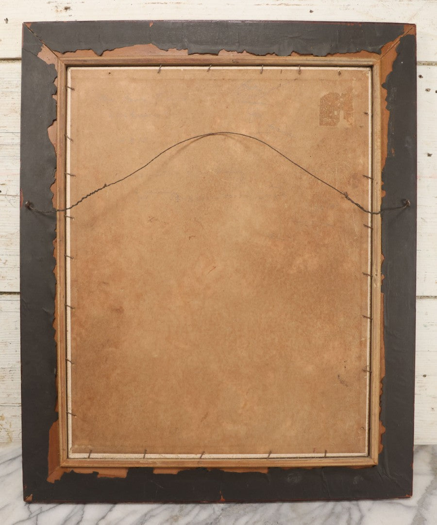 Lot 019 - Vintage Nautical Oil On Board Painting Of A Tall Ship, With Tugboat And Coast Line In Background, Artist Signed W.S. Brewster, Dated 1941, In Frame, 18-1/4" x 22-1/4"