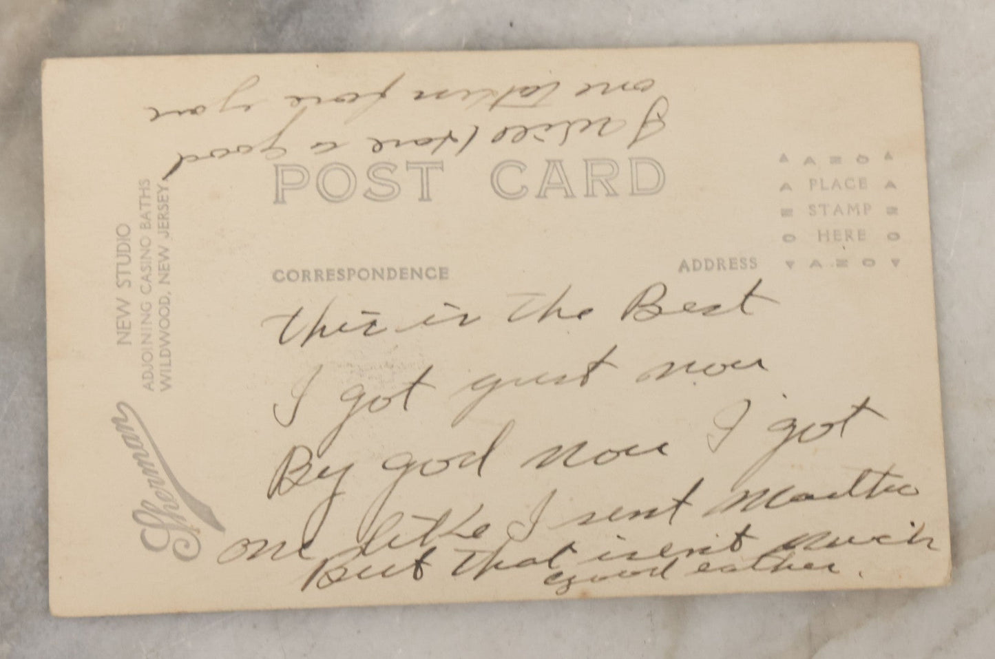 Lot 021 - Pair Of Antique Real Photo Postcards R.P.P.C. Of Sailors Including Smoking Sailor And His Mate, And Group Of Three Sailors Taken At Sherman's "New Studio, Adjoining Casino Baths Wildwood, New Jersey"