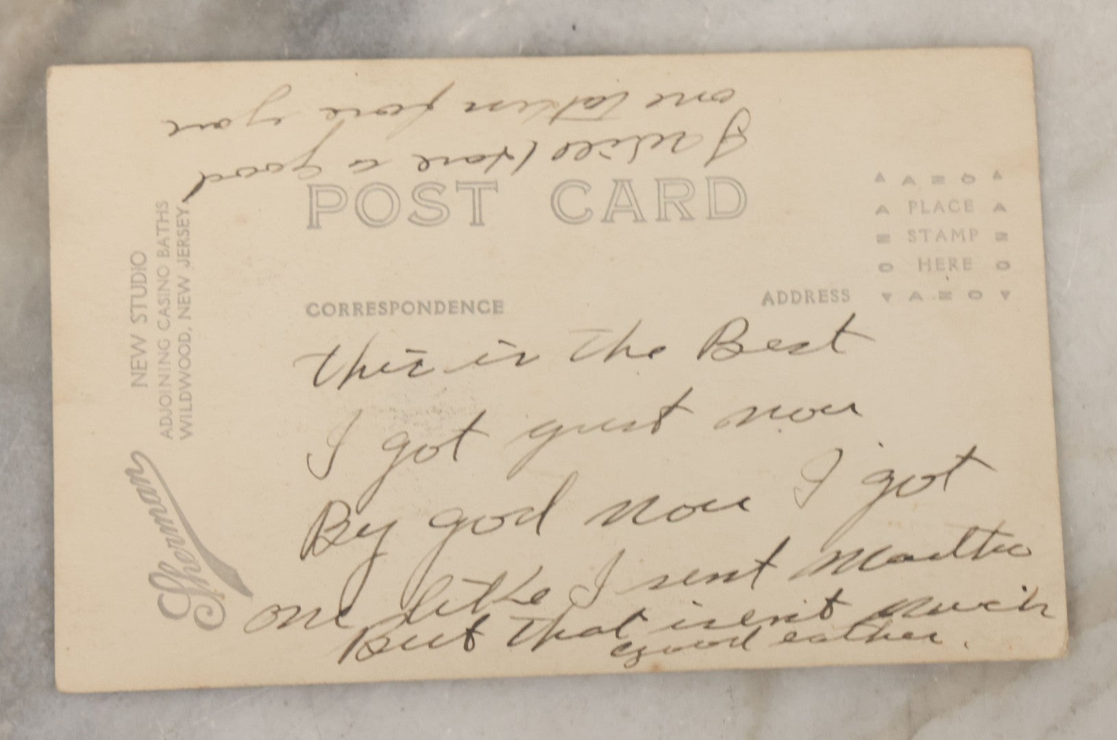 Lot 021 - Pair Of Antique Real Photo Postcards R.P.P.C. Of Sailors Including Smoking Sailor And His Mate, And Group Of Three Sailors Taken At Sherman's "New Studio, Adjoining Casino Baths Wildwood, New Jersey"