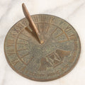 Lot 023 - Vintage Cast Brass Miniature Sundial With Winged Hourglass Motif, "I Count None But Sunny Hours" 3-3/8" Diameter