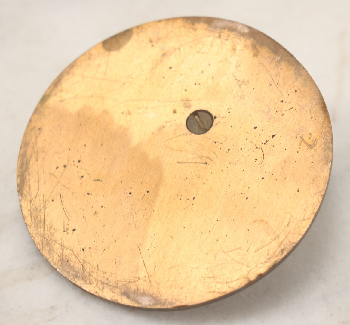 Lot 023 - Vintage Cast Brass Miniature Sundial With Winged Hourglass Motif, "I Count None But Sunny Hours" 3-3/8" Diameter