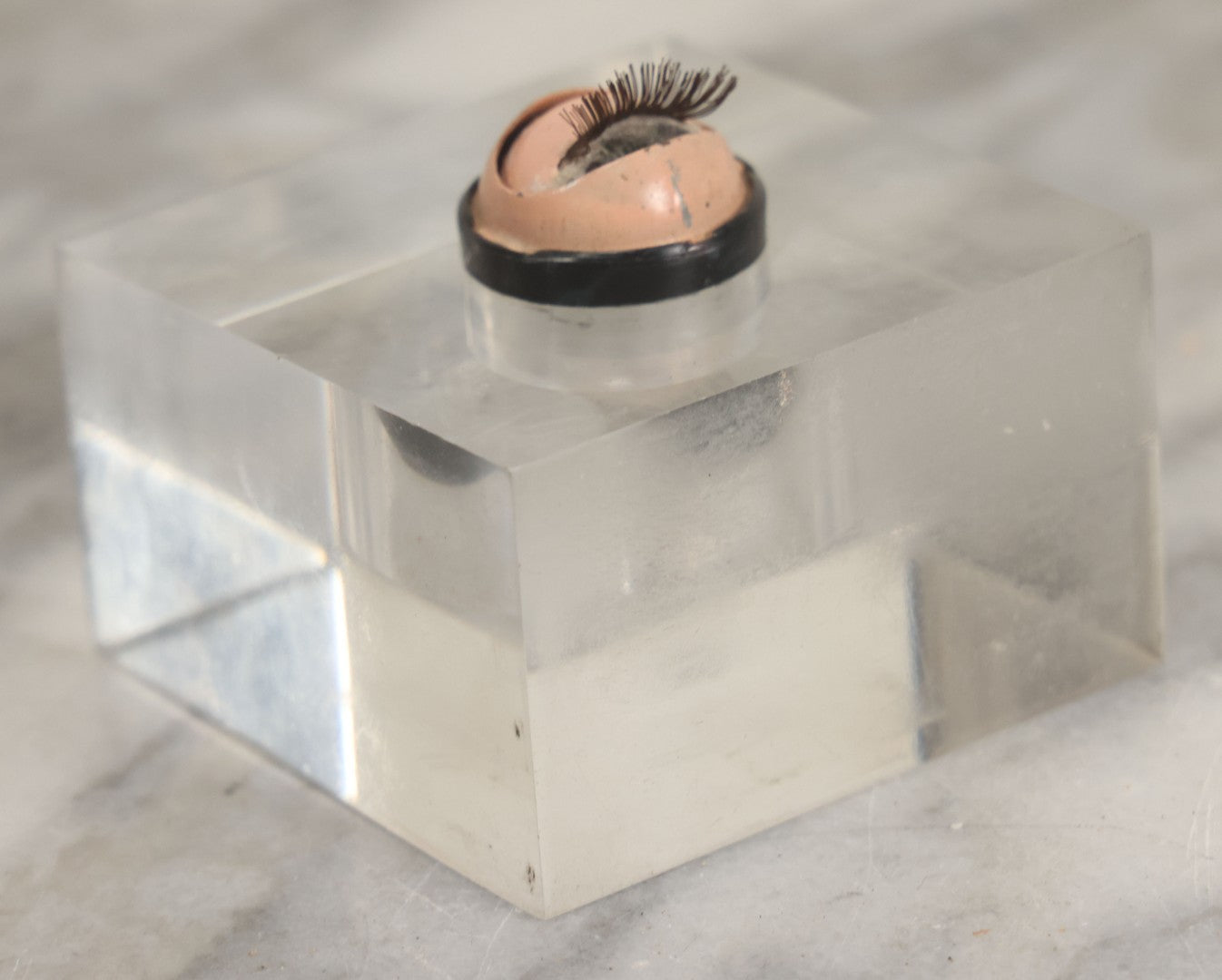 Lot 026 - Vintage Novelty Eyeball Lucite Paperweight, Eye Opens And Closes