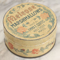 Lot 030 - Vintage Lithographed Advertising Tin For Melrose Marshmallows 4 Oz Size, Made By Emma E. Curtis Melrose, Massachusetts With Rose Motif, Can By National Can Co., Boston, 2-1/8" Height