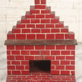 Lot 034 - Vintage Hand Made, Hand Painted Wooden Faux-Brick Dollhouse Fireplace
