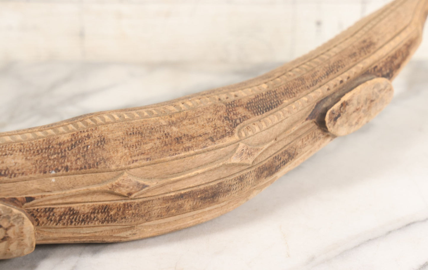 Lot 037 - Vintage African Tourist Collectible Figural Crocodile Lizard Wood Carving With Painted And Wood Burned Details Lourenço Marques (Maputo), Mozambique, Dated 1946, 22-1/2" Length