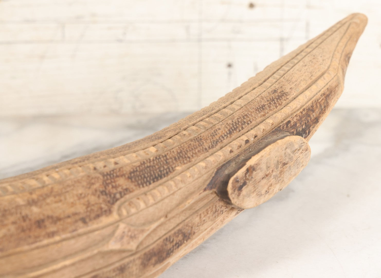 Lot 037 - Vintage African Tourist Collectible Figural Crocodile Lizard Wood Carving With Painted And Wood Burned Details Lourenço Marques (Maputo), Mozambique, Dated 1946, 22-1/2" Length