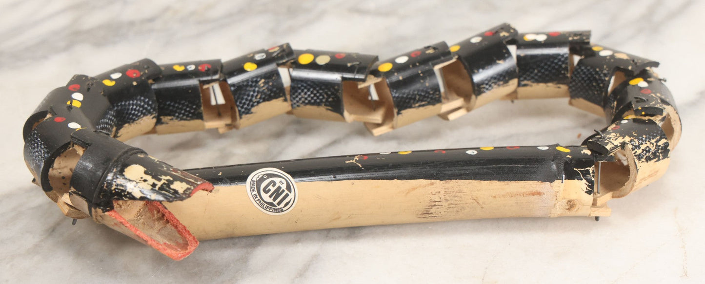 Lot 038 - Vintage Filipino Tourist Collectible Export Jointed Snake Toy With Painted Details Paper Label, By C.N.I., Philippines 21-3/4" Length