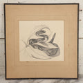 Lot 041 - Vintage Pen And Ink Rattlesnake Illustration On Artist Board With Custom Mat, Artist Signed Paul Carrier, Dated 1975, Unframed