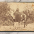Lot 046 - Antique Cabinet Card Photograph Of A Woman In A Stovepipe Top Hat Riding A Piebald Horse, Identification And Provenance On Verso, Identified As Aunt Dottie Lyon, Wife Of Charles Lyon