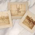 Lot 047 - Grouping Of Three Antique Boarded Photographs Of A Young Boy Identified As Oscar E. Benson Posing With His White-Wheeled Bicycle