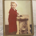Lot 048 - Vintage Color Tinted Photograph Of A Young Blonde Boy In Sailor Outfit Posing With Toy Car, In Brass Frame, Joseph Puza, Photographer, 8-1/8" x 10-1/8"