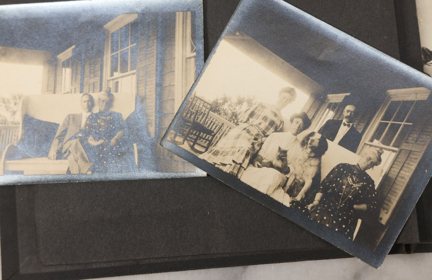 Lot 051 - Antique Snapshot Photo Album With 30+ Photographs Mostly Of Beloved Pets Including Dogs Named Beau, Naw, Ted, And Taffy, Cats Named Angel And Boo, And A Horse Name Rachet, Photos Taken In And Around Lily Pond, East Hampton, New York