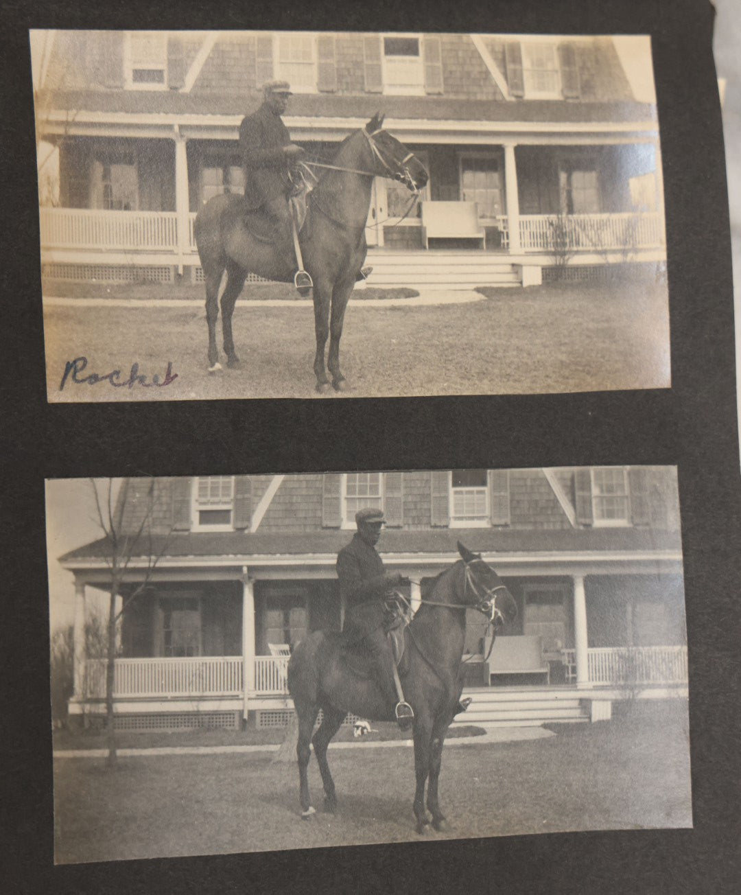 Lot 051 - Antique Snapshot Photo Album With 30+ Photographs Mostly Of Beloved Pets Including Dogs Named Beau, Naw, Ted, And Taffy, Cats Named Angel And Boo, And A Horse Name Rachet, Photos Taken In And Around Lily Pond, East Hampton, New York