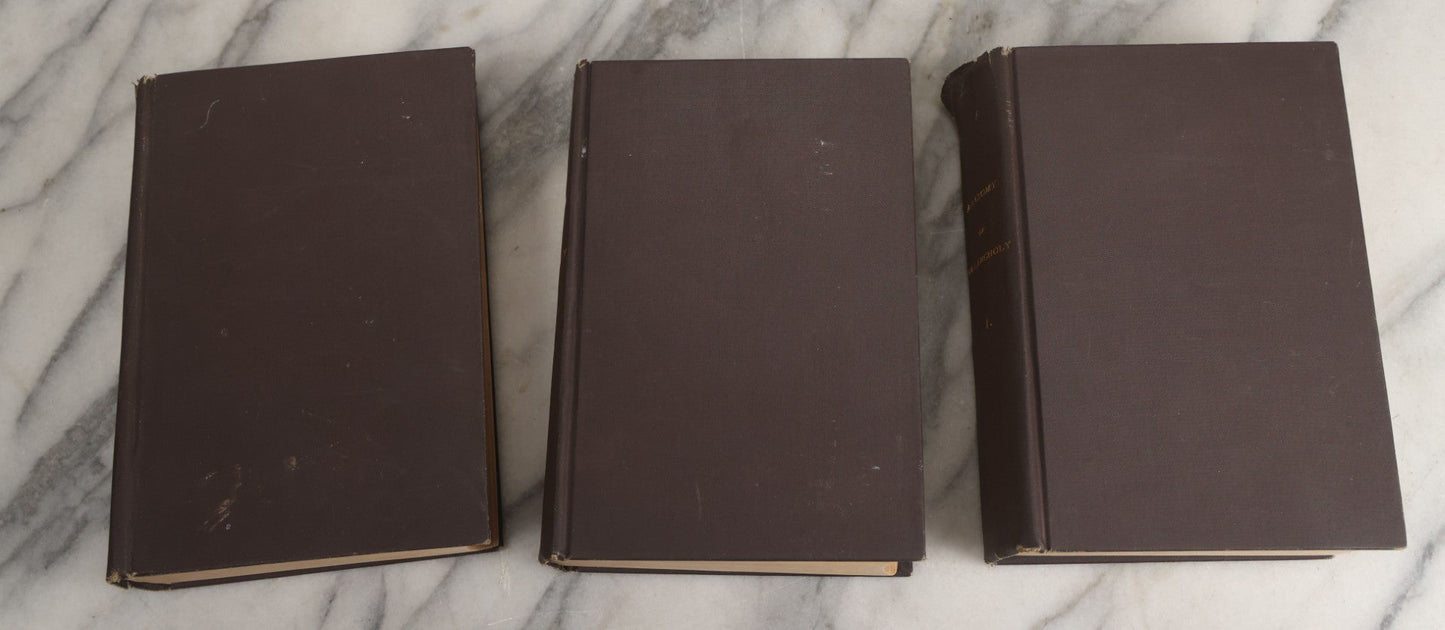 Lot 054 - "The Anatomy Of Melancholy, What It Is With All The Kinds Causes Symptoms Prognostics And Several Cures" Antique 3 Vol. Book Set By Democritus Junior (Robert Burton), Early Study Of Depression, New Edition, W.J. Widdleton, Pub., N.Y., 1870