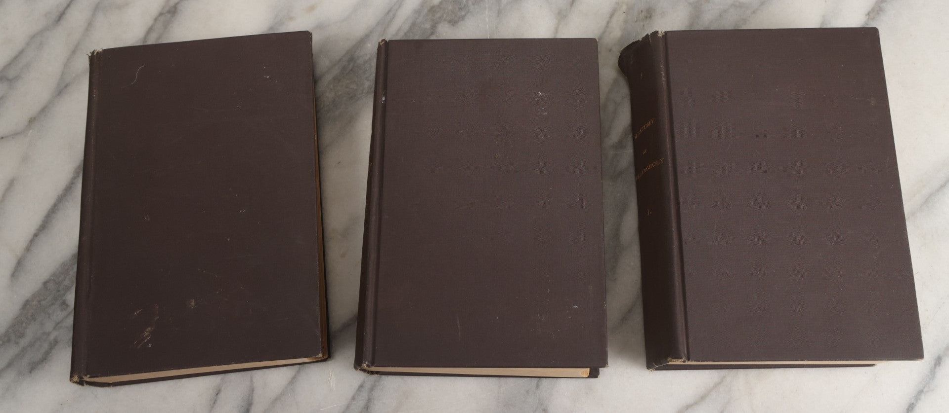 Lot 054 - "The Anatomy Of Melancholy, What It Is With All The Kinds Causes Symptoms Prognostics And Several Cures" Antique 3 Vol. Book Set By Democritus Junior (Robert Burton), Early Study Of Depression, New Edition, W.J. Widdleton, Pub., N.Y., 1870