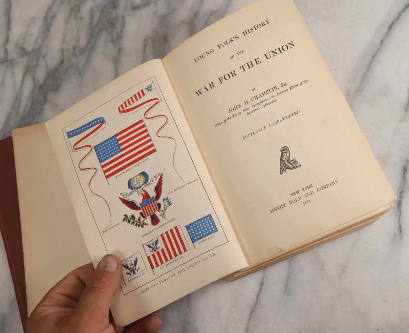Lot 057 - "Young Folks History Of The War For The Union" Antique Civil War History Book By John D. Champlin, Jr., Illustrated, Henry Holt And Company, Publisher, New York, 1881, Note Poor Condition, Binding Shot