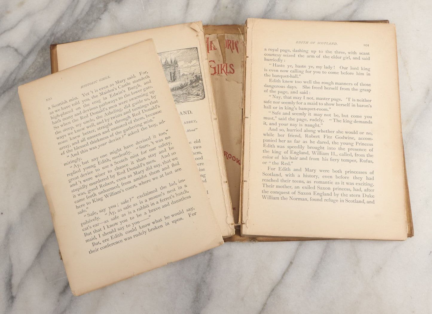 Lot 058 - "Historic Girls: Stories Of Girls Who Have Influenced The History Of Their Times" Antique Book By E.S. Brooks Illustrated, G.P. Putnam's Sons Publishers New York & London, 1894, Note Poor Condition, Binding Shot