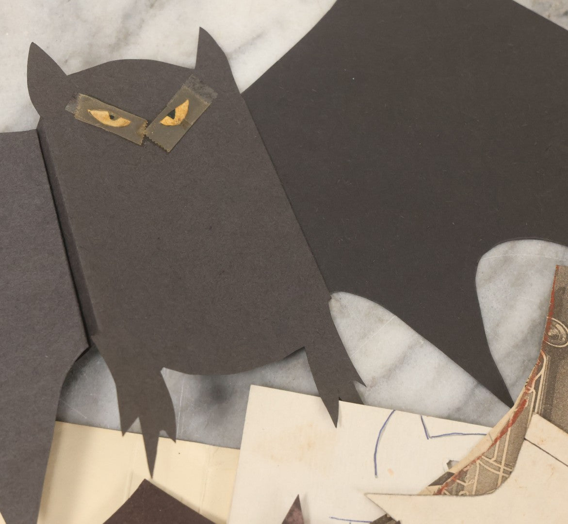 Lot 075 - Vintage School Class Halloween Craft Project Folder Grouping With Patterns For Bat Wings Other Crafting Materials As Found