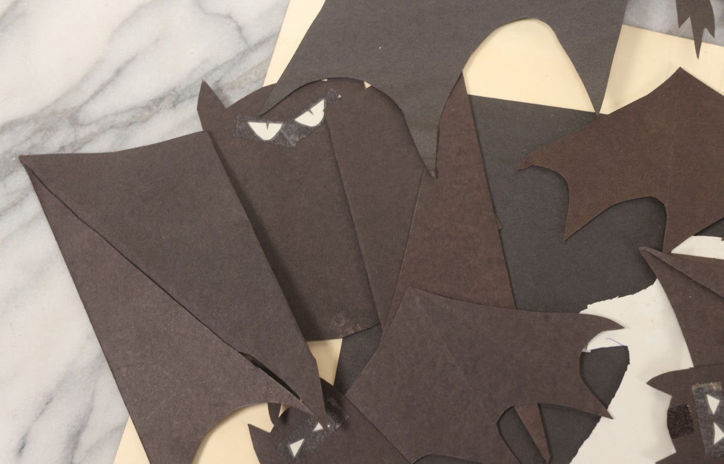 Lot 075 - Vintage School Class Halloween Craft Project Folder Grouping With Patterns For Bat Wings Other Crafting Materials As Found