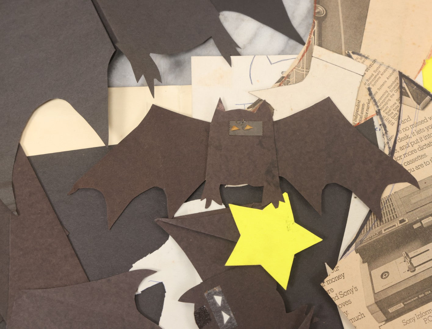 Lot 075 - Vintage School Class Halloween Craft Project Folder Grouping With Patterns For Bat Wings Other Crafting Materials As Found