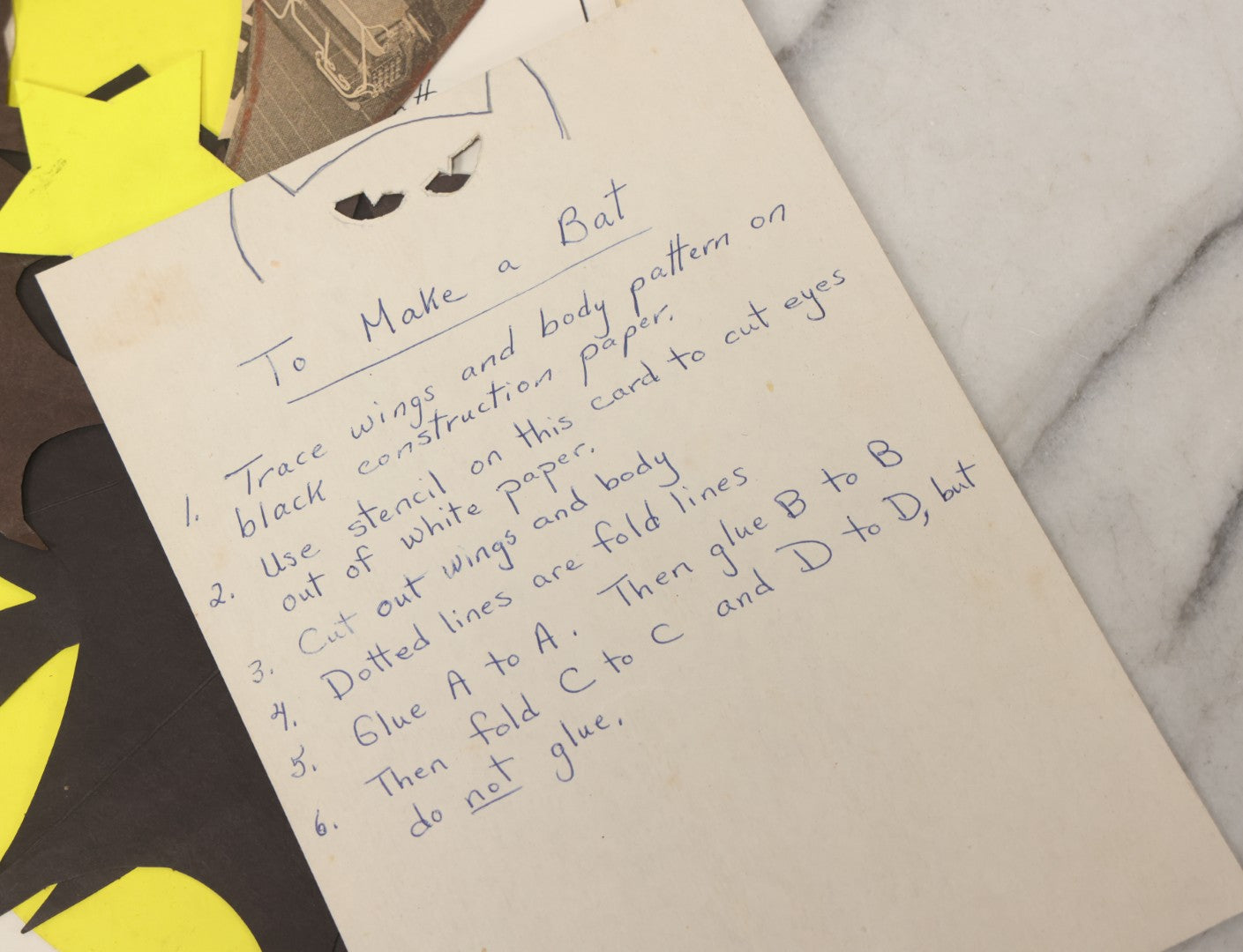 Lot 075 - Vintage School Class Halloween Craft Project Folder Grouping With Patterns For Bat Wings Other Crafting Materials As Found