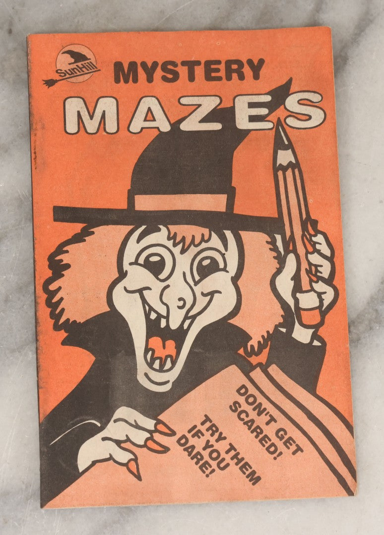 Lot 079 - Grouping Of Six Halloween Themed Children's Activity Coloring Booklets Including Three "Mystery Mazes" With Witch Cover And Three "Haunted Fun" With Bat Cover, Copyright 1992, Sun Hill Industries Inc., Stamford, Conn., Stock No. B648 And B649