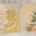 Lot 083 - Pair Of Antique Small Unframed Watercolor Paintings On Paper Of Lakeside Cabin And Stone Arch Bridge, Circa 1890