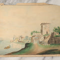 Lot 084 - Antique Unframed Watercolor Painting On Paper Of Lakeside Castle Ruins Europe, Circa 1890