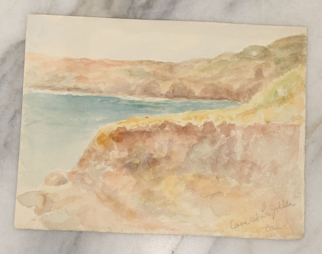 Lot 087 - Pair Of Double Sided Unframed Antique Watercolor Paintings On Paper Of La Jolla Sea Caves And Point Loma, San Diego, California, Circa 1900