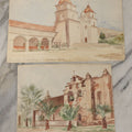 Lot 088 - Pair Of Antique Unframed Watercolor Paintings On Paper Of Church, Garden, Santa Barbara, California (One Sheet Double Sided), Circa 1900