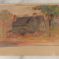 Lot 092 - Antique Unframed Watercolor Architecture Study On Paper Of House, With Floor Plans On Verso