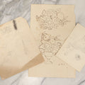 Lot 102 - Grouping Of Three Unframed Pencil And Pen Studies Including Family Crest, Flower Bouquet, And Little Girl, Circa 1885