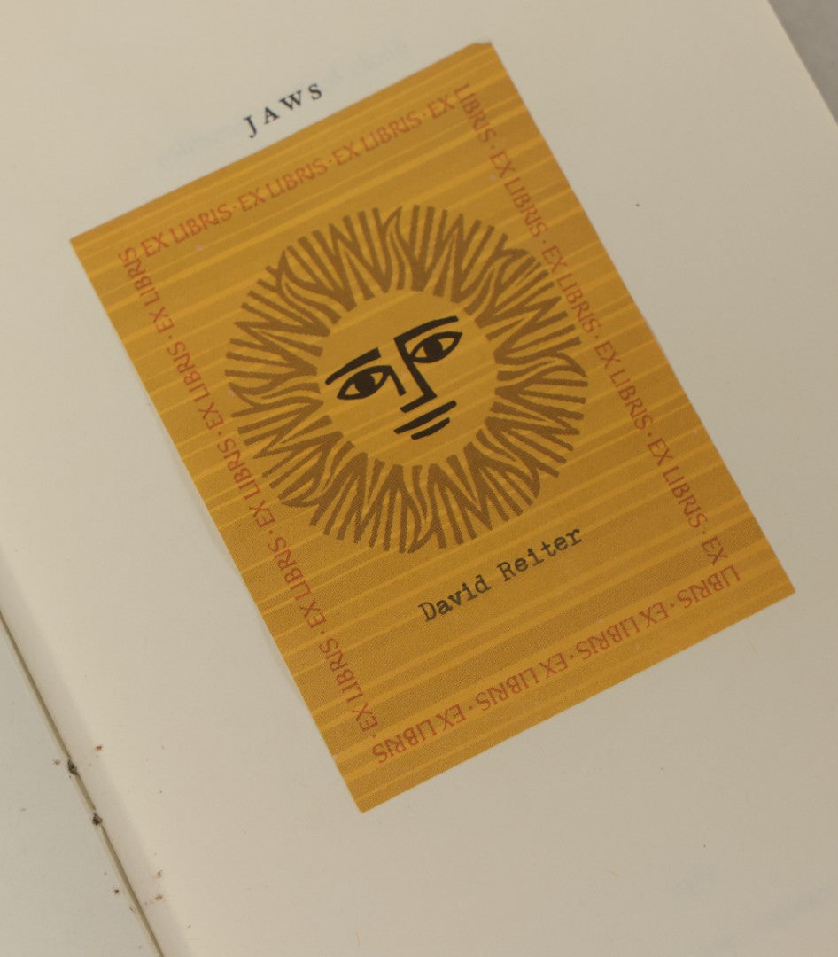 Lot 106 - "Jaws" Vintage Novel By Peter Benchley, Early Book Club Edition, Doubleday & Company, Inc., Publisher, Garden City, New York, 1974
