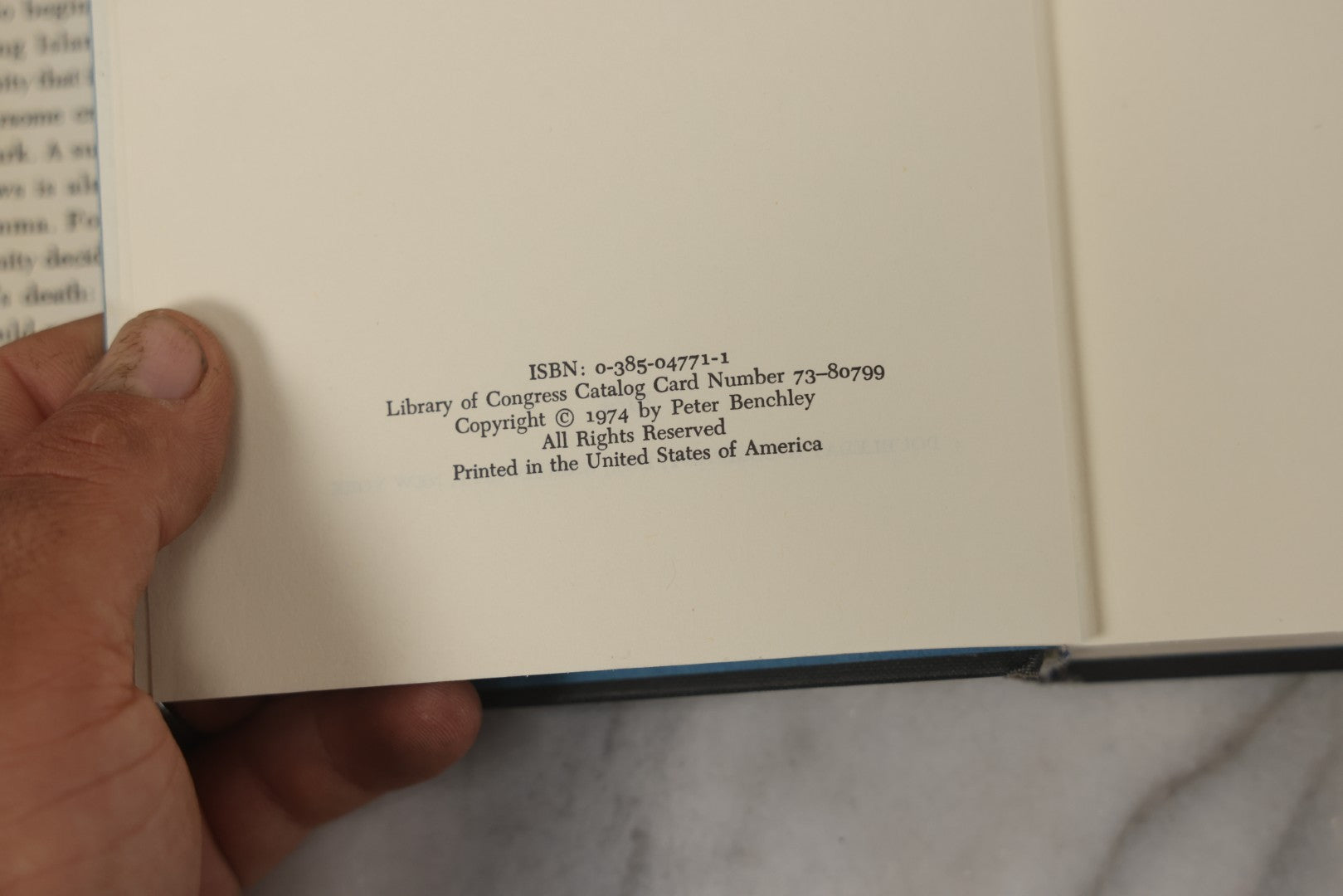 Lot 106 - "Jaws" Vintage Novel By Peter Benchley, Early Book Club Edition, Doubleday & Company, Inc., Publisher, Garden City, New York, 1974