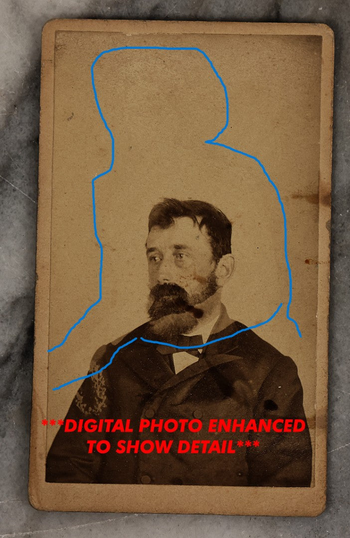 Lot 001 - Antique Carte De Visite C.D.V. Spirit Photograph Taken By William Mumler Of Dr. J.E. Parsons, With Faint Spirit Of Woman Embracing Subject, Back Marked "Specialty By Mumler. 170 West Springfield St., Boston, Mass" Note Foxing, Wear, Markings