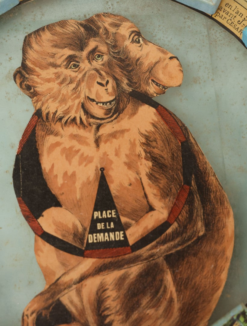 Lot 002 - Antique French Magnetic Board Game "Les Jockos Singes Savants: Jeu Magnétique" ("The Learned Monkeys") C.1895, Lithographed Box Art By Léon Charles Ludovic, Incomplete, Worn