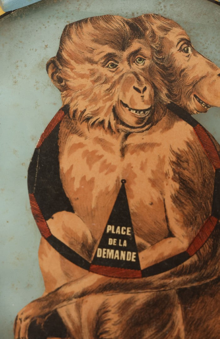 Lot 002 - Antique French Magnetic Board Game "Les Jockos Singes Savants: Jeu Magnétique" ("The Learned Monkeys") C.1895, Lithographed Box Art By Léon Charles Ludovic, Incomplete, Worn