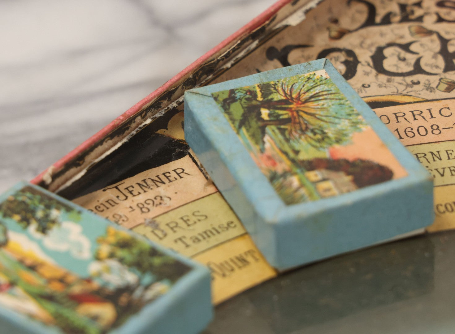 Lot 002 - Antique French Magnetic Board Game "Les Jockos Singes Savants: Jeu Magnétique" ("The Learned Monkeys") C.1895, Lithographed Box Art By Léon Charles Ludovic, Incomplete, Worn