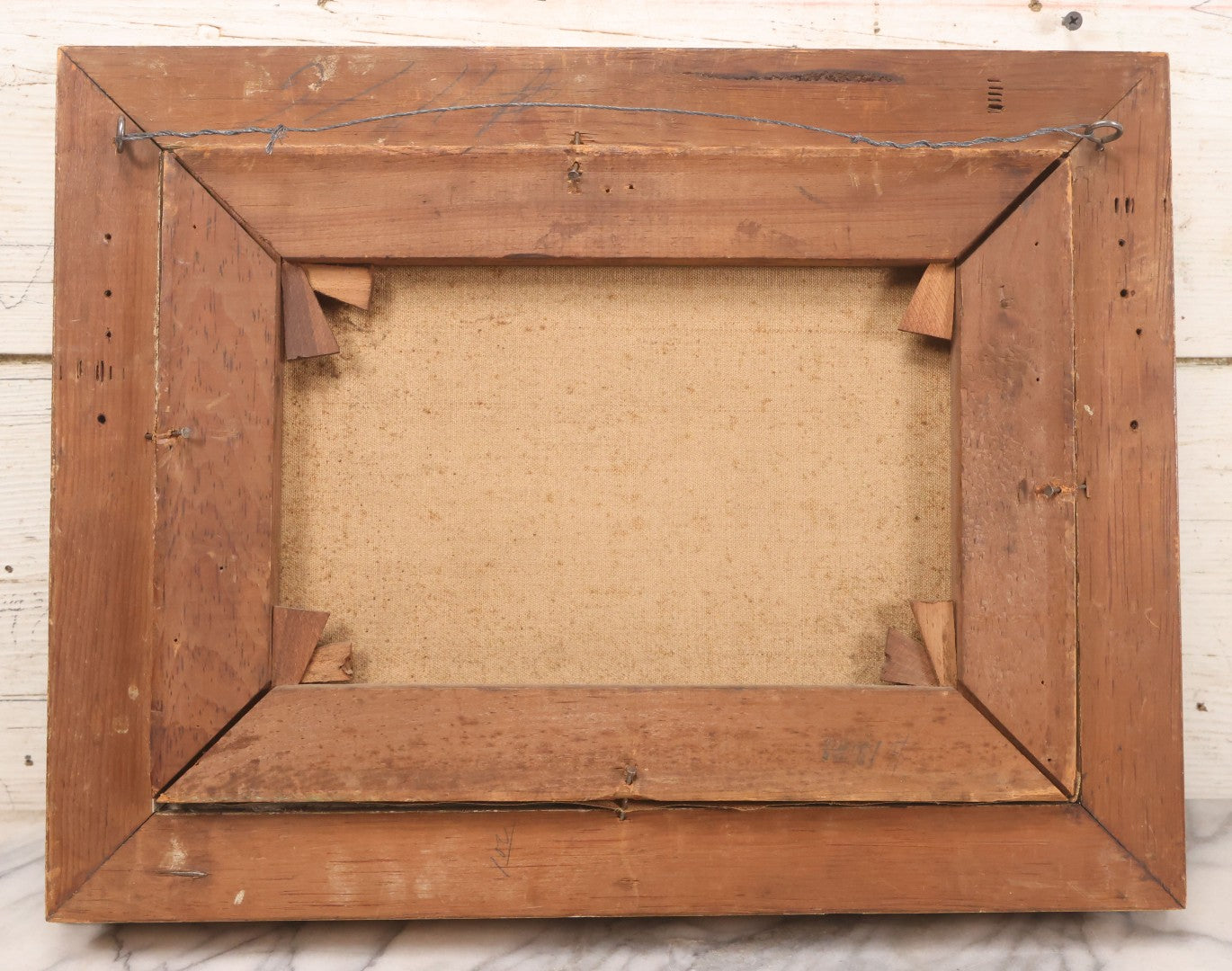 Lot 004 - Antique Oil On Canvas Painting Of Young Girl In Red Dress Holding Puppy With Dog, Spinning Wheel, Birds, In Original Wood Backed Ornate Gesso Gold Painted Frame, Note Frame Losses, 18-1/2" x 14-3/4"