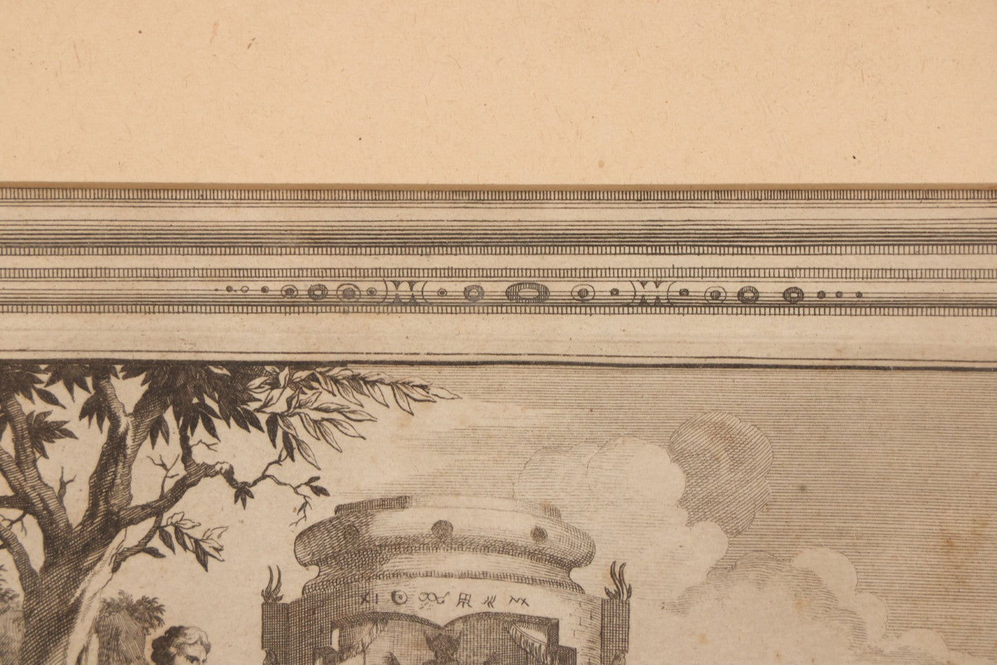 Lot 006 - Antique 18th Century Engraving Titled “Temple Des Idoles Benjanois En Dedans” ("Temple Of The Idols Of The Benjanois, Interior View"), From Pieter Van Der Aa's La Galerie Agréable Du Monde, 1725, In Frame, 11" x 11-3/8"