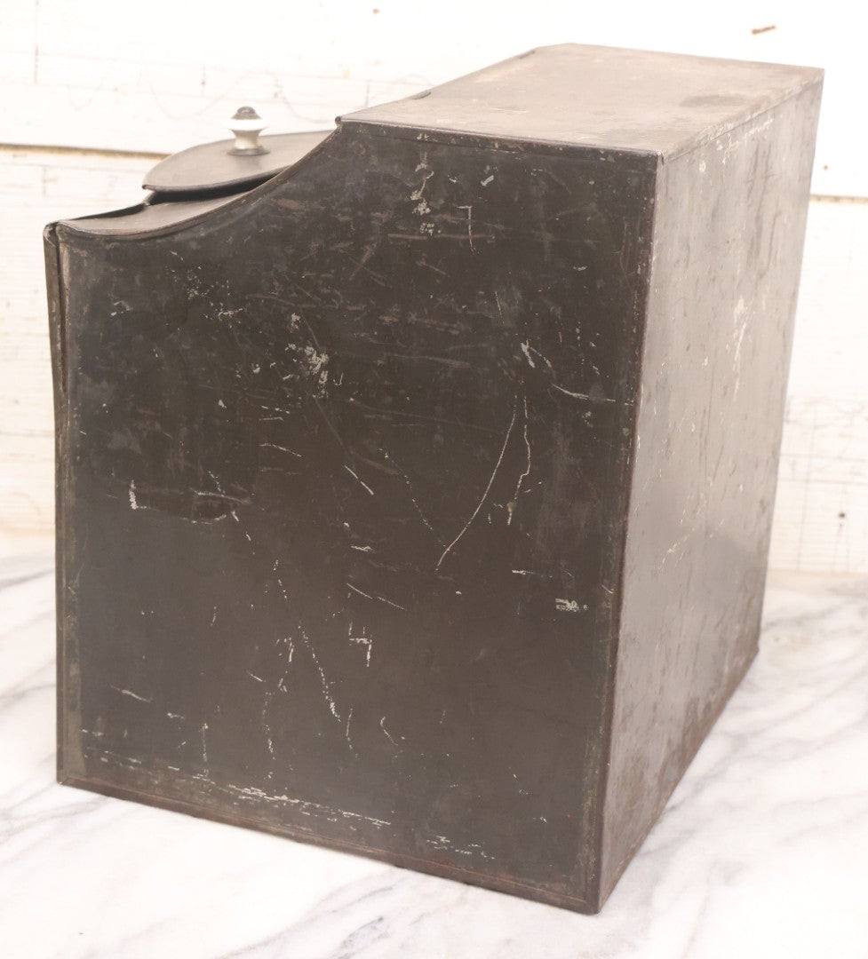 Lot 008 - Antique Hand Painted Mocha Coffee Store Tin With Victorian Woman Cameo Portrait, Painted Lettering, Porcelain Knob